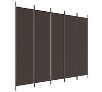 Biombo divisor de 5 paneles de tela marrón 250x200 cm
