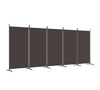 vidaXL Biombo Divisor de 5 Paneles Separador Decoración Habitación Dormitorio Oficina Pantalla Privacidad Pared Plegable de Tela Marrón