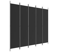 vidaXL Biombo divisor 5 paneles – Plegable de tela para privacidad, negro