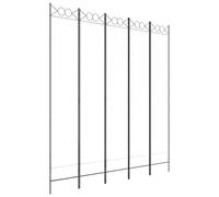 vidaXL Biombo Divisor de 5 Paneles Separador Decoración Habitación Dormitorio Oficina Pantalla Privacidad Pared Plegable de Tela Blanco