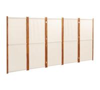 vidaXL Biombo Divisor de 5 Paneles Separador Habitación Ambientes Privacidad Pantalla Plegable Partición Vestidor Decoración Blanco Crema 350x180 cm