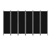 vidaXL Biombo Divisor de 6 Paneles de Pie Plegable Separador Habitación Dormitorio Estancia Decoración Partición Privacidad Negro 300x180 cm