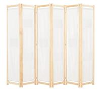 vidaXL Biombo divisor 6 paneles tela 240x170x4 cm Crema
