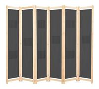 vidaXL Biombo Divisor de 6 Paneles de Tela Decoración Hogar Casa Jardín Bricolaje Salón Comedor Ambientes Habitaciones Separador 240x170x4 cm Gris