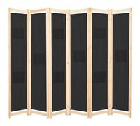 Biombo Divisor De 6 Paneles De Tela Negro 240x170x4 Cm Vidaxl