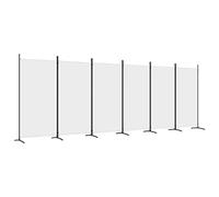 vidaXL Biombo Divisor de 6 Paneles Separador Decoración Habitación Dormitorio Oficina Pantalla Privacidad Pared Plegable de Tela Blanco