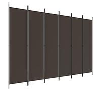 vidaXL Biombo Divisor de 6 Paneles Separador Decoración Habitación Dormitorio Oficina Pantalla Privacidad Pared Plegable de Tela Marrón