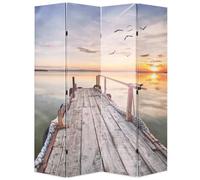 vidaXL Biombo Divisor Plegable Foto de Paisaje de Lago Separador de Ambientes Divisor de Estancias Habitación de Madera de Abeto 160x170 cm