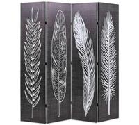 Biombo divisor plegable 160x170 cm plumas blanco y negro