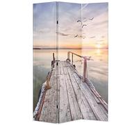 vidaXL Biombo Divisor Plegable Foto de Paisaje de Lago Separador de Ambientes Divisor de Estancias Habitación de Madera de Abeto 120x170 cm