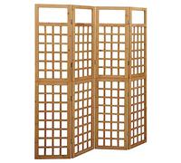 vidaXL Biombo/Enrejado de 4 Paneles Separador Ambientes Privacidad Pantalla Plegable Partición Vestidor Decoración 161x180 cm Madera Maciza de Abeto