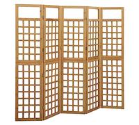 vidaXL Biombo/Enrejado de 5 Paneles Separador Ambientes Privacidad Pantalla Plegable Partición Vestidor Decoración 201,5x180 cm Madera Maciza de Abeto