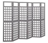 vidaXL Biombo/Enrejado de 6 Paneles Madera de Abeto Gris 242,5x180 cm