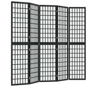 vidaXL Biombo Plegable con 5 Paneles Estilo japonés Negro 200x170 cm