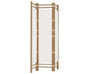 vidaXL Biombo Plegable de 3 Paneles Bambú y Lona 120 cm Pantalla Divisor