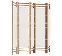 vidaXL Biombo plegable de 5 paneles bambú y lona 200 cm
