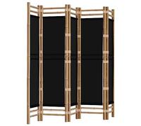 vidaXL Biombo Plegable de 5 Paneles bambú y Lona 200 cm, Pantalla de privacidad, Separador de ambientes, biombo de bambú, Divisor de Espacios