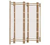 vidaXL Biombo plegable de 5 paneles bambú y lona 200 cm