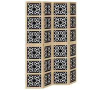 vidaXL Biombo Separador de 4 Paneles, Pantalla de Privacidad, Partición de Habitación, Divisor para Oficina, Madera Maciza de Paulownia Marrón Negro
