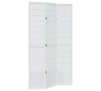 vidaXL Biombo Separador de 3 Paneles Madera Maciza Paulownia Blanco, Separador de ambientes, Pantalla de privacidad, Panel Divisor de Habitaciones