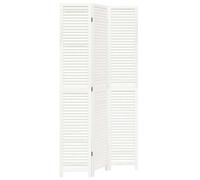 vidaXL Biombo Separador de 3 Paneles, Pantalla de Privacidad, Partición de Habitación, Divisor para Oficina, Madera Maciza de Paulownia Blanco