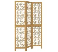vidaXL Biombo Separador de 3 Paneles Madera Maciza Paulownia marrón
