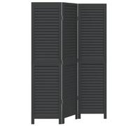 vidaXL Biombo separador de ambientes 3 paneles – Madera maciza Paulownia, negro