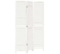 vidaXL Biombo Separador de 3 Paneles, Pantalla de Privacidad, Partición de Habitación, Divisor para Oficina, Madera Maciza de Paulownia Blanco