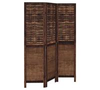 vidaXL Biombo Separador de 3 Paneles, Pantalla de Privacidad, Partición de Habitación, Divisor para Oficina, Madera de Paulownia Marrón Oscuro