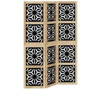 vidaXL Biombo Separador de 3 Paneles, Pantalla de Privacidad, Partición de Habitación, Divisor para Oficina, Madera Maciza de Paulownia Marrón Negro
