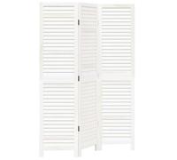 vidaXL Biombo Separador de 3 Paneles, Pantalla de Privacidad, Partición de Habitación, Divisor para Oficina, Madera Maciza de Paulownia Blanco