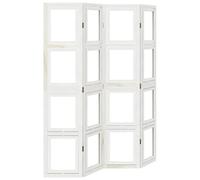 vidaXL Biombo Separador de 4 Paneles Madera Maciza Paulownia Blanco