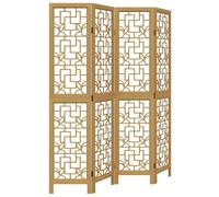 Biombo separador de 4 paneles madera maciza paulownia marrón