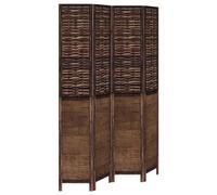 vidaXL Biombo Separador de 4 Paneles Madera Paulownia marrón Oscuro