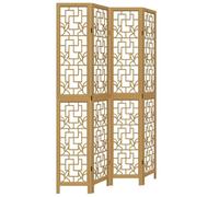 vidaXL Biombo Separador de 4 Paneles, Pantalla de Privacidad, Partición de Habitación, Divisor para Oficina, Madera Maciza de Paulownia Marrón