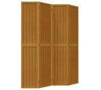 vidaXL Biombo Separador de 4 Paneles, Pantalla de Privacidad, Partición de Habitación, Divisor para Oficina, Madera Maciza de Paulownia Marrón