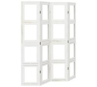 vidaXL Biombo separador 4 paneles Madera maciza Paulownia Blanco