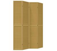 vidaXL Biombo Separador de 4 Paneles, Pantalla de Privacidad, Partición de Habitación, Divisor para Oficina, Madera Maciza de Paulownia Marrón