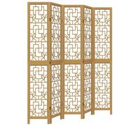 vidaXL Biombo separador de 5 paneles – Pantalla de privacidad, Madera maciza de Paulownia Marrón