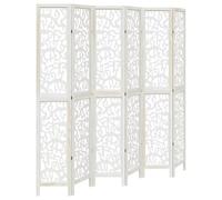 vidaXL Biombo Separador de 6 Paneles Madera Maciza Paulownia Blanco