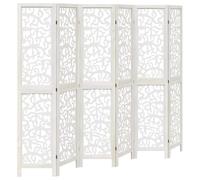 vidaXL Biombo Separador de 6 Paneles, Pantalla de Privacidad, Partición de Habitación, Divisor para Oficina, Madera Maciza de Paulownia Blanco