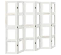 vidaXL Biombo Separador de 6 Paneles Madera Maciza Paulownia Blanco