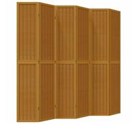 vidaXL Biombo Separador de 6 Paneles, Pantalla de Privacidad, Partición de Habitación, Divisor para Oficina, Madera Maciza de Paulownia Marrón