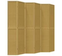vidaXL Biombo Separador de 6 Paneles, Pantalla de Privacidad, Partición de Habitación, Divisor para Oficina, Madera Maciza de Paulownia Marrón