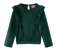 Blusa Infantil con Volantes Camisa Manga Larga Escote Redondo Verde Oscuro 140