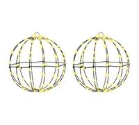 vidaXL Bola con 192 LED 2 pcs cálido 30 cm Metal, Sala, Navidad Moderna, Adornos Festivos, esferas Brillantes, Luces LED, decoración Interior, Acentos de Temporada
