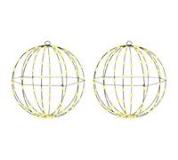 vidaXL Bola con 192 LED 2 pcs cálido 40 cm Metal, Sala, Navidad Moderna, Adornos Festivos, esferas Brillantes, Luces LED, decoración Interior, Acentos de Temporada