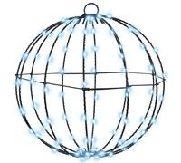 vidaXL Bola con 96 LED frío 30 cm Metal, Sala, Navidad Moderna, Adornos Festivos, esferas Brillantes, Luces LED, decoración Interior, Acentos de Temporada