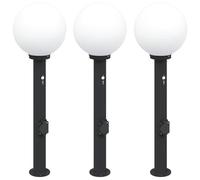 vidaXL Bolardo con sensor y toma de corriente, 3 unidades, 80 cm, color negro, IP44