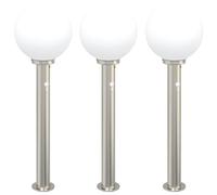 vidaXL Bolardo de luces con sensor, 3 unidades, 80 cm, acero inoxidable IP44